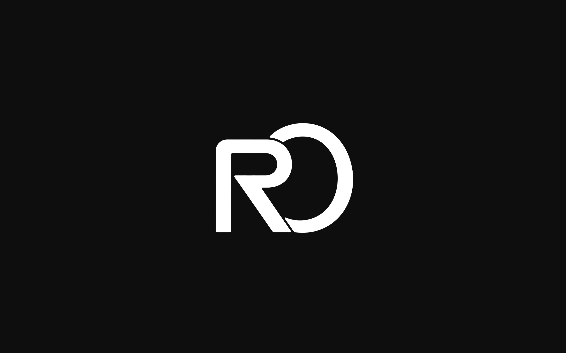 The RO mark in white on a black background