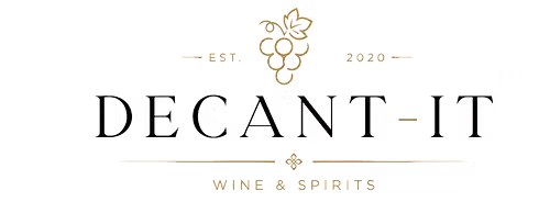 New Decant-It logo: a gold grape cluster above a refined serif wordmark with Est. 2020 and Wine & Spirits